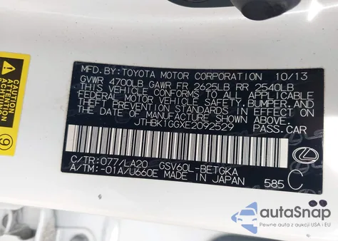 2014 Lexus Es 350 from USA, damaged, VIN JTHBK1GGXE2092529